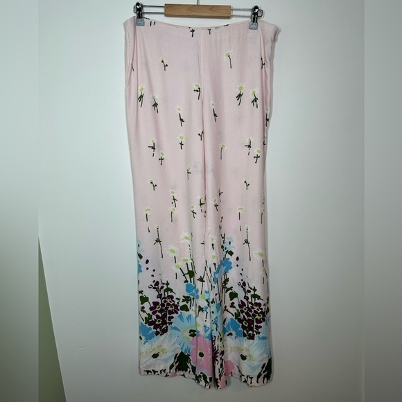 Red Valentino Pink Floral Wide Leg Pants Size 44 (US 10) - Picture 1 of 6